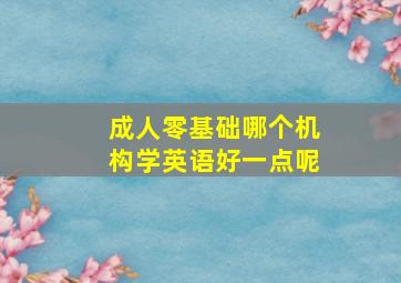 成人零基础哪个机构学英语好一点呢