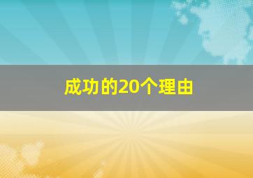 成功的20个理由