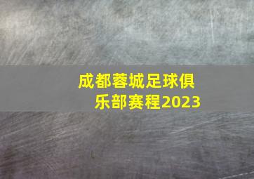 成都蓉城足球俱乐部赛程2023