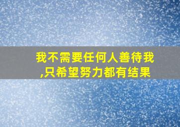 我不需要任何人善待我,只希望努力都有结果