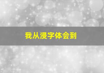 我从浸字体会到