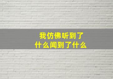 我仿佛听到了什么闻到了什么