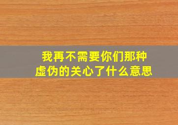 我再不需要你们那种虚伪的关心了什么意思