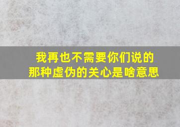 我再也不需要你们说的那种虚伪的关心是啥意思