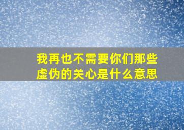 我再也不需要你们那些虚伪的关心是什么意思