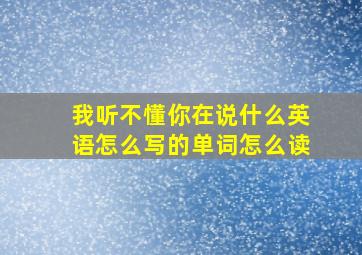 我听不懂你在说什么英语怎么写的单词怎么读