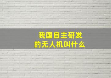 我国自主研发的无人机叫什么