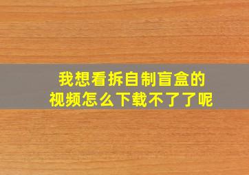 我想看拆自制盲盒的视频怎么下载不了了呢