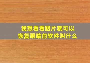 我想看看图片就可以恢复眼睛的软件叫什么