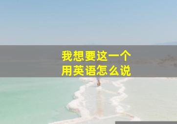 我想要这一个用英语怎么说