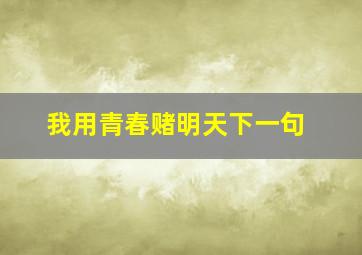 我用青春赌明天下一句