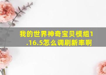 我的世界神奇宝贝模组1.16.5怎么调刷新率啊