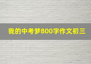 我的中考梦800字作文初三