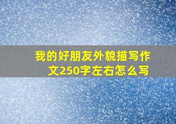 我的好朋友外貌描写作文250字左右怎么写