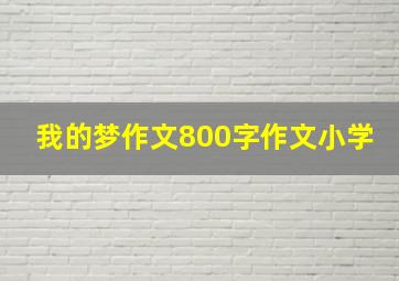 我的梦作文800字作文小学