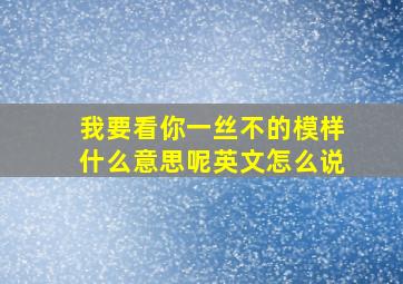 我要看你一丝不的模样什么意思呢英文怎么说