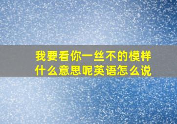 我要看你一丝不的模样什么意思呢英语怎么说