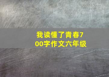 我读懂了青春700字作文六年级