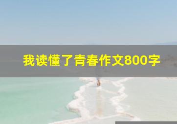 我读懂了青春作文800字