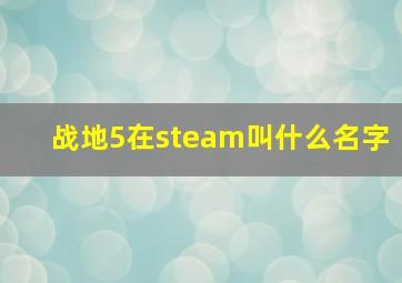 战地5在steam叫什么名字