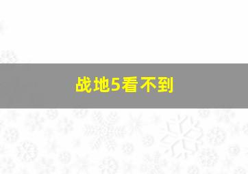 战地5看不到