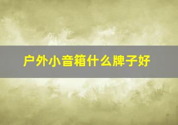 户外小音箱什么牌子好