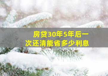 房贷30年5年后一次还清能省多少利息