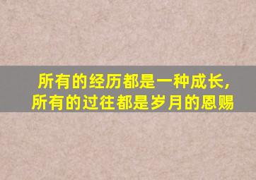 所有的经历都是一种成长,所有的过往都是岁月的恩赐