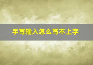 手写输入怎么写不上字