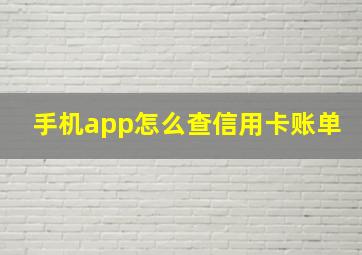 手机app怎么查信用卡账单