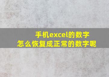 手机excel的数字怎么恢复成正常的数字呢