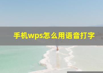 手机wps怎么用语音打字