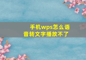 手机wps怎么语音转文字播放不了