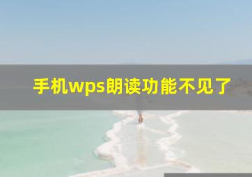 手机wps朗读功能不见了