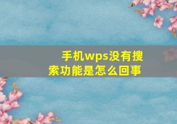 手机wps没有搜索功能是怎么回事