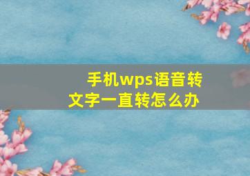 手机wps语音转文字一直转怎么办