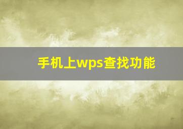 手机上wps查找功能