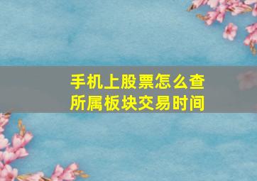 手机上股票怎么查所属板块交易时间