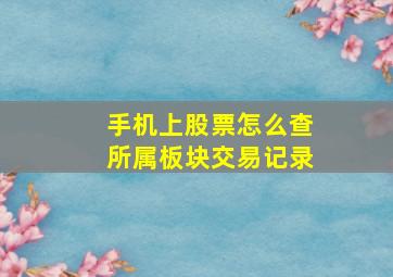 手机上股票怎么查所属板块交易记录