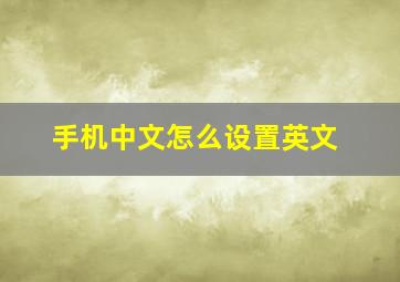 手机中文怎么设置英文