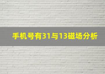 手机号有31与13磁场分析