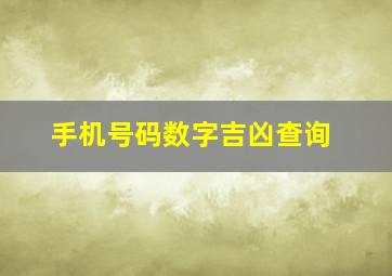 手机号码数字吉凶查询