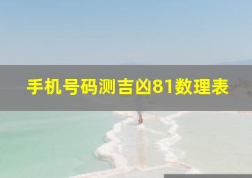 手机号码测吉凶81数理表