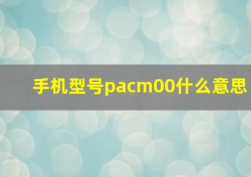 手机型号pacm00什么意思