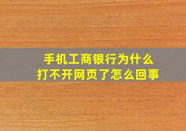 手机工商银行为什么打不开网页了怎么回事