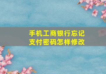 手机工商银行忘记支付密码怎样修改