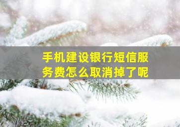 手机建设银行短信服务费怎么取消掉了呢