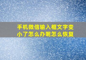 手机微信输入框文字变小了怎么办呢怎么恢复