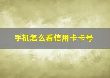 手机怎么看信用卡卡号