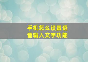 手机怎么设置语音输入文字功能